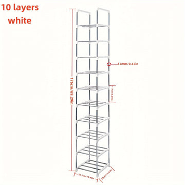 1pc Zapatero de 10 Niveles, Zapatero para Entrada, Almacenamiento Sencillo de Zapatos en Casa, Estante Multifuncional Ahorra Espacio, Adecuado para Puerta, Dormitorio, Baño, Oficina, Pasillo, Apartamento, Residencia Estudiantil, Garaje, etc. Regalos de H