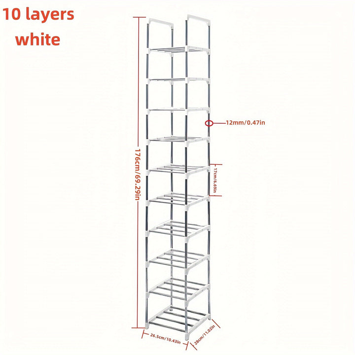 1pc Zapatero de 10 Niveles, Zapatero para Entrada, Almacenamiento Sencillo de Zapatos en Casa, Estante Multifuncional Ahorra Espacio, Adecuado para Puerta, Dormitorio, Baño, Oficina, Pasillo, Apartamento, Residencia Estudiantil, Garaje, etc. Regalos de H