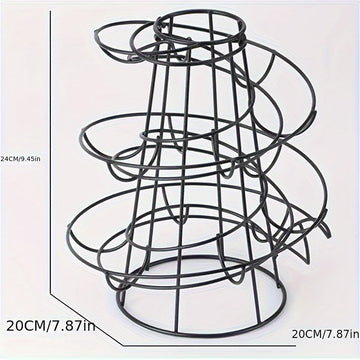 Portahuevos de acero inoxidable negro moderno - Organizador de cocina ahorrador de espacio para huevos
