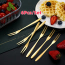 Juego de 6 piezas de tenedores de postre de acero inoxidable, diseño elegante tallado, perfecto para aperitivos, queso, frutas, ensaladas, postres, duraderos, utensilios de cocina de grado restaurante