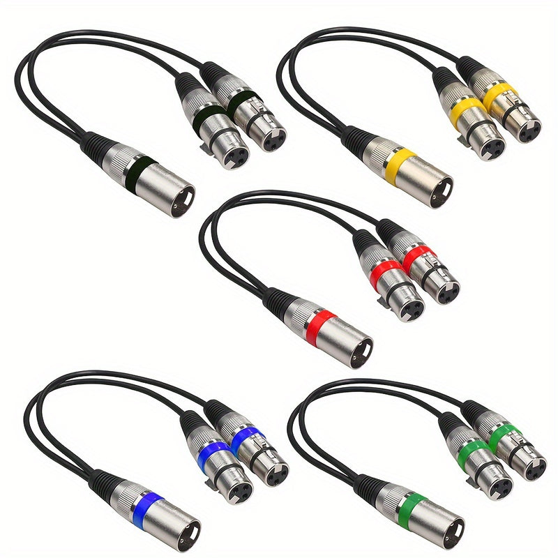 Cable Divisor XLR de Aleación de Zinc Premium - Macho a Hembra, Conector 1-a-2 para Consolas de Mezcla, Micrófonos, Altavoces y Más - Disponible en Rojo, Verde, Azul, Amarillo, Negro