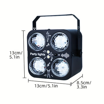 1PC Bola mágica de luz disco RGB con carcasa metálica, karaoke estroboscópico controlado por voz para DJ, entretenimiento interior, adecuada para iluminación de escenario, decoración de Navidad y regreso a clases [con control remoto, sin batería]