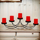 Cinco Soportes de Velas Negras, Soportes de Velas de Metal con un Tema de Hogar, Acabados con Pintura, Adecuados para Instalación en Mesas, Decoración Elegante para Comedores y Salas de Estar.