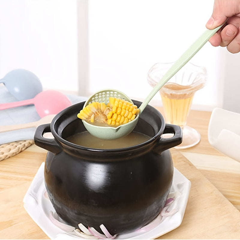 1 Set De 1/3 Piezas, Cucharón De Sopa, De Paja De Trigo, Irrompible, Colador De Embudo De Mango Largo, Cuchara De Olla Caliente Multifuncional, Cubiertos