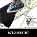 Funda de tabla de planchar 2D de diseño plano - Tamaño completo, relleno resistente al quemado, borde elástico, resistente, lavable en máquina - 1 pieza, blanco con patrón floral amarillo y verde, ideal para decoración de la habitación de lavado en casa,