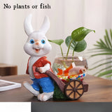Elegante jarrón de resina con conejo y plantas sin raíces - Estilo vidrio transparente, decoración creativa para escritorio, sala de estar, dormitorio, Pascua, Día de la Madre, temporada de bodas, accesorios de conejo.