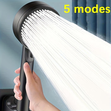 Cabezal de ducha portátil de 5 modos de alta presión, plástico PPSU, ajustable a 5 velocidades, potente filtración de agua, accesorio de baño multiexperiencia