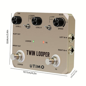 Pedal de Efectos para Guitarra Eléctrica Twin Looper con 11 Estilos y Grabación de hasta 10 Minutos