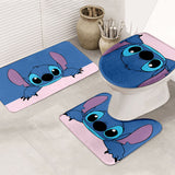 Juego de 3 alfombras de baño con Stitch y Lilo - Alfombras antideslizantes y absorbentes para el inodoro y la tapa, lavables y adecuadas para decorar el baño, ideales para Halloween y accesorios de temporada, decoración y accesorios de baño.