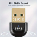 Adaptador de red USB BT5.3, receptor de ultralarga distancia con dongle USB, distancia máxima de 20m/65.61 pies (distancia abierta), adecuado para computadoras/auriculares/tarjetas de teclado/ratón/altafalantes y otros dispositivos, solo compatible con W