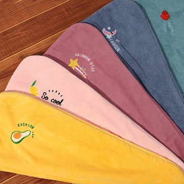 Toalla de Microfibra para el Cabello con Diseño de Dibujos Animados - Material Suave de Vellón Coral, Diseño Seguro de Asa Única, Gorro de Baño para Secar Cabello Mojado, Accesorio Ideal para Baños en Autocaravanas