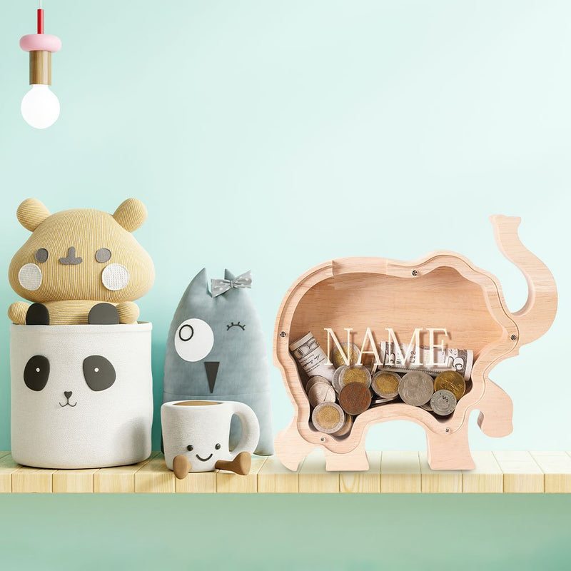 Alcancía de Madera Personalizada, Alcancía de Forma de Animal Creativa, Alcancía de Madera para Niños, Niñas y Adultos - Alcancía Transparente con Ventana Transparente, Creando Hábitos de Ahorro, Decoración para el Hogar