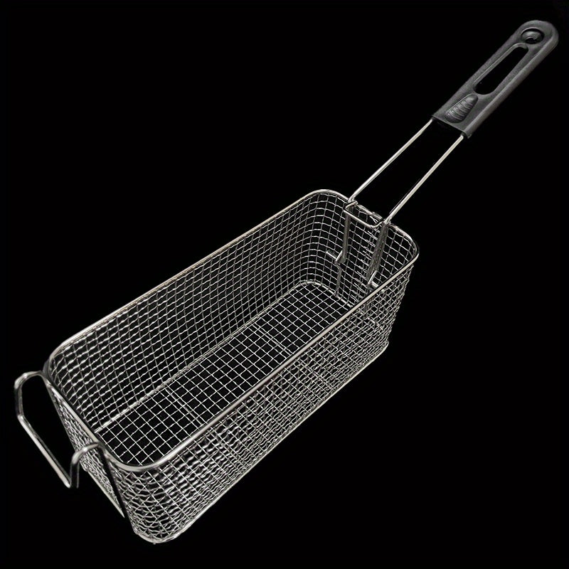 Cesta de freír cuadrada de metal plegable con asa - Ideal para papas fritas, nuggets de pollo y snacks | Cernidor de cocina duradero para freidoras y vaporeras | Perfecto para entusiastas de la cocina, cesta de freír para freidoras