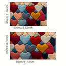 Tapete de corazón para el Día de San Valentín - Suave franela, respaldo antideslizante, 0,39 pulgadas de grosor, espuma de memoria, ideal para decoración de sala de estar y baño, regalo perfecto para vacaciones, tapete de piso de vacaciones | Tapete de c