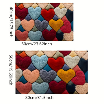 Tapete de corazón para el Día de San Valentín - Suave franela, respaldo antideslizante, 0,39 pulgadas de grosor, espuma de memoria, ideal para decoración de sala de estar y baño, regalo perfecto para vacaciones, tapete de piso de vacaciones | Tapete de c