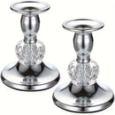 2pcs Elegantes Portavelas Europeos, Dorado Rosa con Acentos de Cristal - Decoración Romántica de Mesa para Bodas y Cenas, Ideal para Halloween/Navidad/Día de Acción de Gracias, Decoración del Hogar y Habitación, Decoraciones para el Hogar