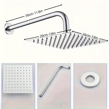 Rociador de Ducha de Acero Inoxidable Lujoso - Cabezal Cuadrado Grande Montado en la Pared, Chorro de Alta Presión para la Elegancia y Confort Último en el Baño, Accesorios de Ducha, Decoración de Regalo de Navidad/Halloween