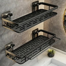 2 piezas Conjunto de estanterías para baño, estantería mural sin taladro, bandeja de ducha de metal pulido resistente a la corrosión, organizador de ahorro de espacio para champú y acondicionador, con otro material