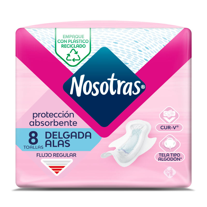 TOALLA NOSOTRAS 8U DELGADA CON ALAS