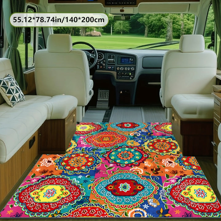 Estampado digital 2D plano, patrón tradicional, alfombra decorativa de estilo clásico, alfombrilla interior de RV, alfombrilla de tienda, alfombrilla de patio, alfombrilla de bienvenida, alfombrilla de camping, adecuada para camping al aire libre, sender