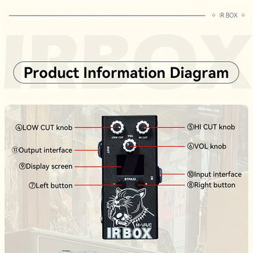 M-VAVE IR-BOX Guitarra Bajo Multi-Efectos 32 Opciones de Preset Disponibles Configuración de Aplicación de Teléfono, EQ de 9 Segmentos, como Efector de EQ Individual, Efecto de Guitarra