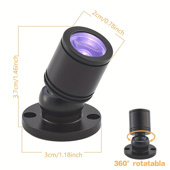 2/4pcs Mini Foco LED UV 1W, Luz Fluorescente /Oxido Plateado/Dorado, Luz Violeta para Vitrinas, Exhibición de Manos, Estantería, Computadora, USB, Modelo Interior
