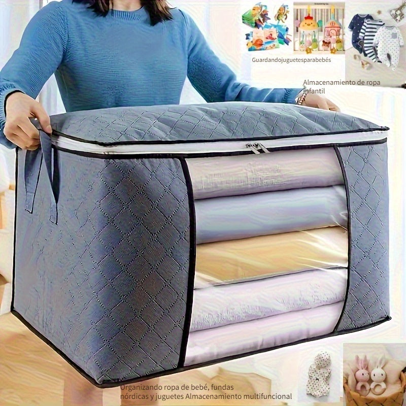 Bolsa de Almacenamiento Plegable de Tamaño Extra Grande - Organizador de Tela Duradero para Ropa, Mantas y Más - Ideal para Dormitorios, Residencias Estudiantiles y Viajes