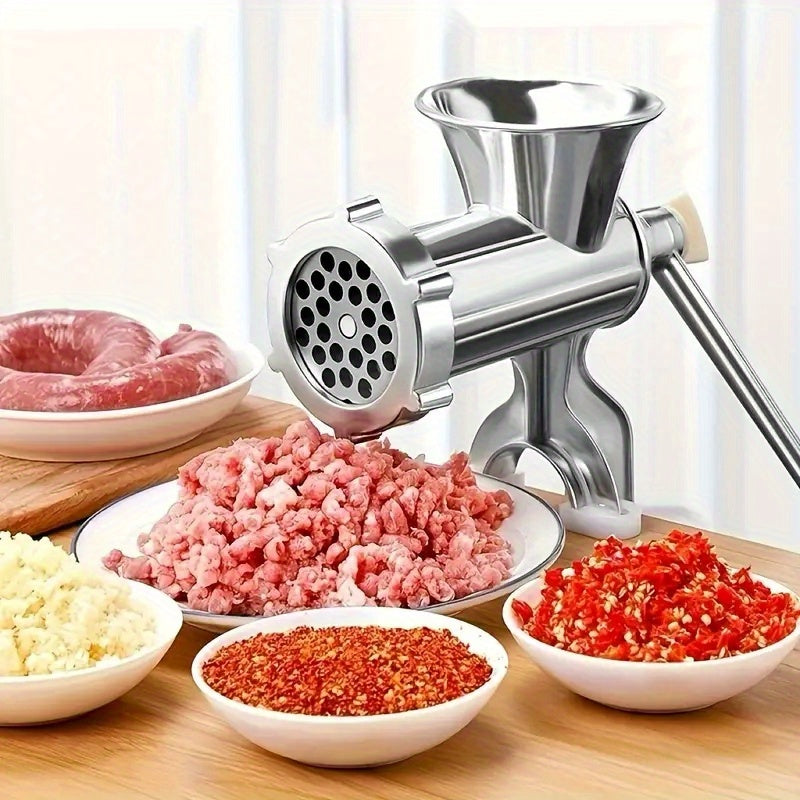1pc Trituradora de carne de acero inoxidable manual - Procesadora de alimentos de manivela con clip de mesa, ideal para moler carne y verduras, herramienta de cocina multiusos, preparación de alimentos eficaz y molinillo de cocina, Molinillo de carne de