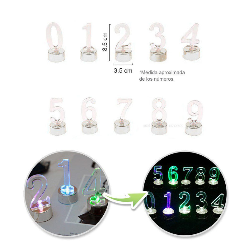 Set Números Led Multicolor Fiestas Torta Cumpleaños RF 262-4