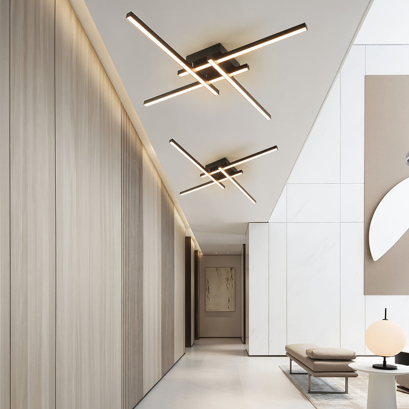 1 pza. Plafón LED Moderno de 20W, Araña de Techo Empotrada de Hierro Negro, Lámpara de Techo Regulable en Blanco Cálido para Dormitorio, Sala de Estar, Estudio, Accesorio de Iluminación para el Hogar