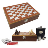 Whiskera Licorera 8oz + Juego Ajedrez Madera + Cartas + Copa RF 092