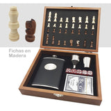Whiskera Licorera 8oz + Juego Ajedrez Madera + Cartas + Copa RF 092