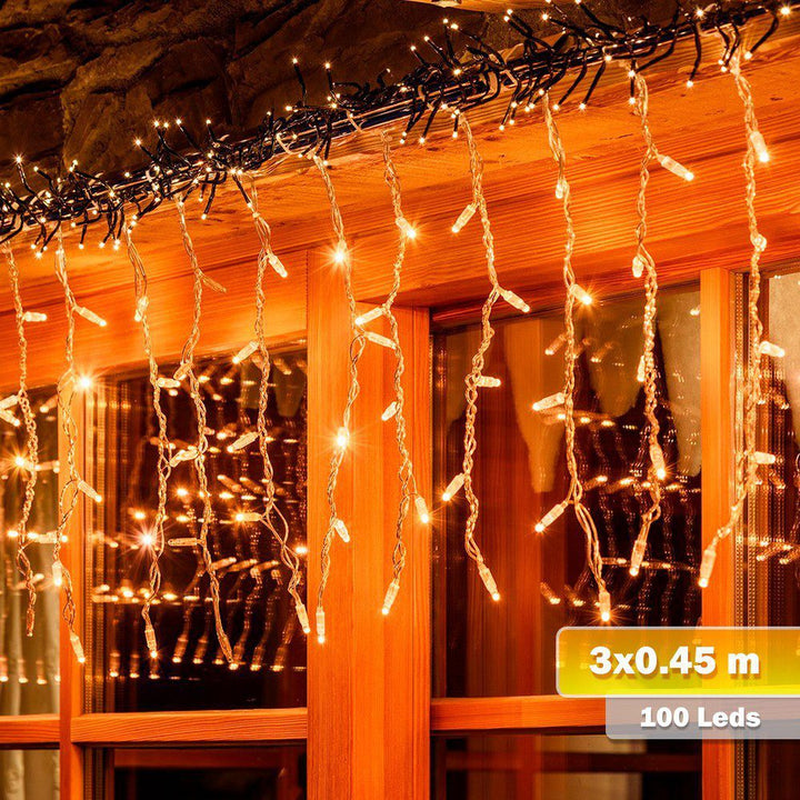 Cortina Led 3 Mts x 45 Cm 100 Led Cálida Luces Navidad 1320
