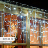 Cortina Led 3 Mts x 45 Cm 100 Led Blanca Luces Navidad 1321