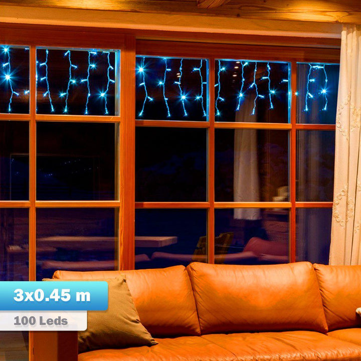 Cortina Led 3 Mts x 45 Cm 100 Led Azul Luces Navidad 1322