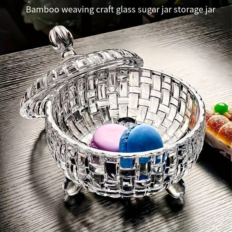 Tarro de Azúcar Elegante con Tapa de Bambú y Vidrio - Almacenamiento Transparente para Dulces, Aperitivos y Té - Solo Lavado a Mano, Organizador de Cocina Reutilizable