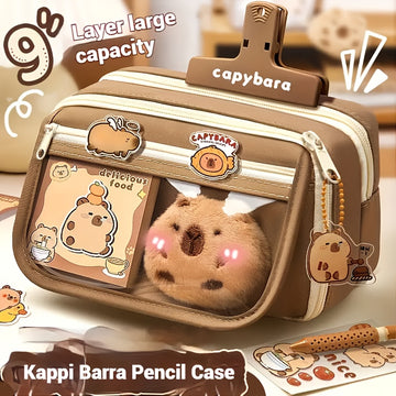 Estuche para lápices de capibara de gran capacidad de 7 piezas y 9 capas, incluyendo estuche para lápices. Muñecas, pegatinas