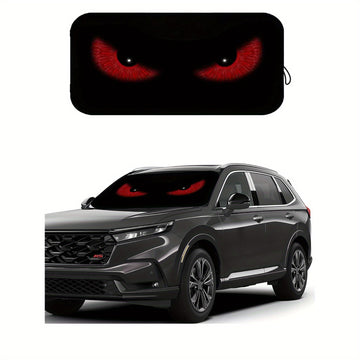 1 pieza de cortina de sol para coche UV rojo - Diseño de ojos de gato negro, protector de parabrisas plegable para conducir en la playa y en la costa, mantiene el vehículo fresco, se ajusta a los coches, SUV y camiones - Accesorio de interior de automóvi