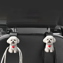 2 piezas - Ganchos de asiento de coche 2D de perro blanco lindo, ganchos de almacenamiento oculto integrados en el asiento trasero, accesorios de asiento de coche, cesta de flores, multifuncionales