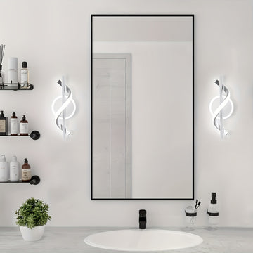 Arandela Espiral Moderna | Iluminación LED de 12W | Pantalla Acrílica en Blanco Frío y Negro | Montaje Semiempotrado | Ideal para Dormitorio, Escaleras, Sala o Pasillo | Incluye Herramientas de Instalación | Diseño Contemporáneo, Iluminación para Pasillo
