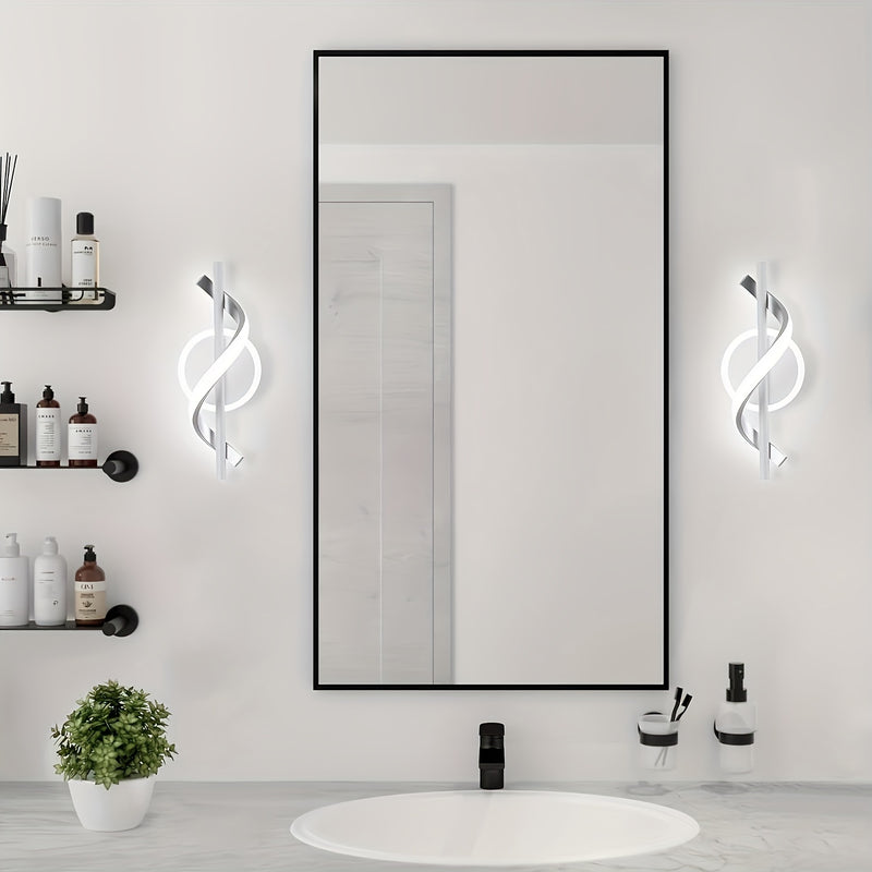 Arandela Espiral Moderna | Iluminación LED de 12W | Pantalla Acrílica en Blanco Frío y Negro | Montaje Semiempotrado | Ideal para Dormitorio, Escaleras, Sala o Pasillo | Incluye Herramientas de Instalación | Diseño Contemporáneo, Iluminación para Pasillo