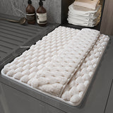 Alfombra de Baño de Espuma Viscoelástica Suave con Base Antideslizante, Superficie Texturizada y Atrapa Agua para el Hogar - Blanca, Forma Rectangular, Material de Alta Elasticidad, Suelos Fáciles de Limpiar, Alfombra de Baño