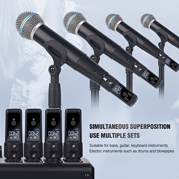 Sistema de micrófono inalámbrico UHF 2.4GHz NXG con adaptador XLR para micrófonos dinámicos, mezcladores de audio y sistemas de sonido.