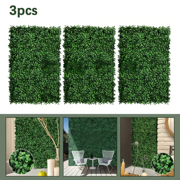 3 piezas de césped artificial de hojas de maní, tapete de pared de mijo de boj simulado expandible, material PE, resistente a los rayos UV, fácil de retirar, decoración para fiestas al aire libre, reuniones, festivales, bodas y cumpleaños, decoración de