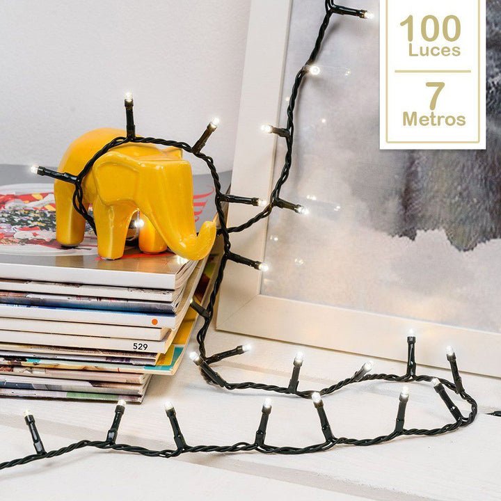 Extensión Luz LED Lineal 100 Luces 7 Metros Cable Verde 1410