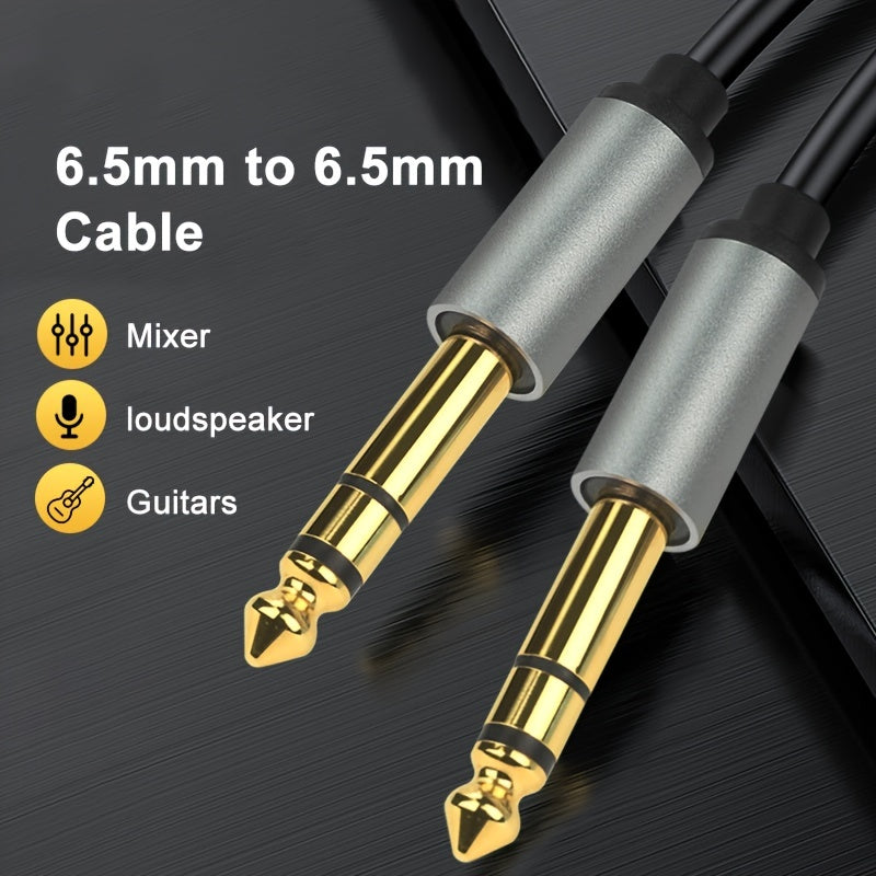 Acabado Metálico] Cable AUX i-Zclive de Alta Fidelidad de 6.5mm Macho a Macho - Aleación de Aluminio Duradera, Conectores Chapados en Oro para una Calidad de Sonido Mejorada - Ideal para Guitarras, Altavoces, Consolas de Mezcla y Más