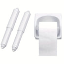 2 piezas de soporte ajustable para papel higiénico blanco con resorte - Rodillo de plástico duradero de reemplazo, fácil instalación para deslizamiento suave, mecanismo con resorte, soporte para rollo de papel higiénico