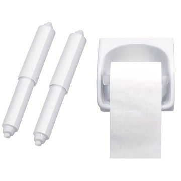 2 piezas de soporte ajustable para papel higiénico blanco con resorte - Rodillo de plástico duradero de reemplazo, fácil instalación para deslizamiento suave, mecanismo con resorte, soporte para rollo de papel higiénico