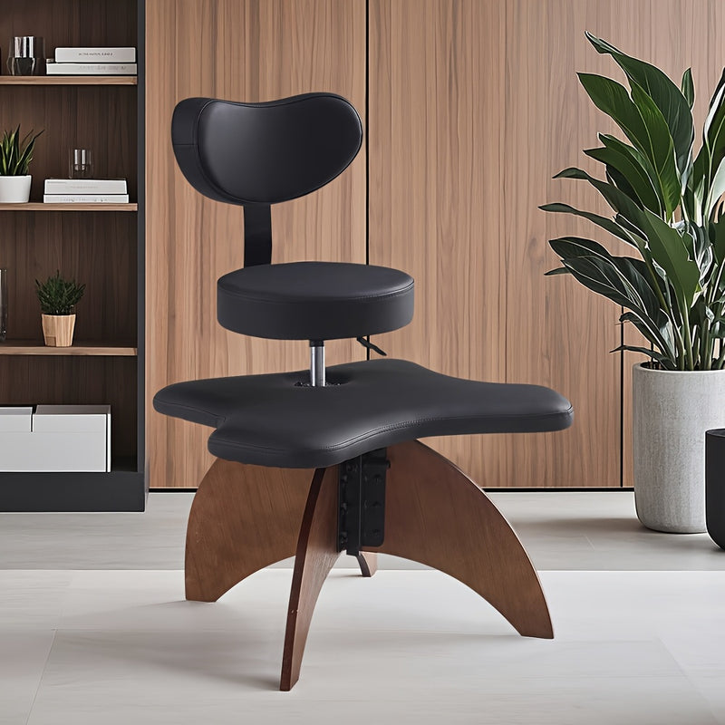 Silla de meditación ajustable de 1 pieza con piernas cruzadas - Silla de oficina ergonómica con cojín de esponja, marco de metal, negro/blanco - Soporte de postura para el hogar y el espacio de trabajo remoto, silla para escritorio