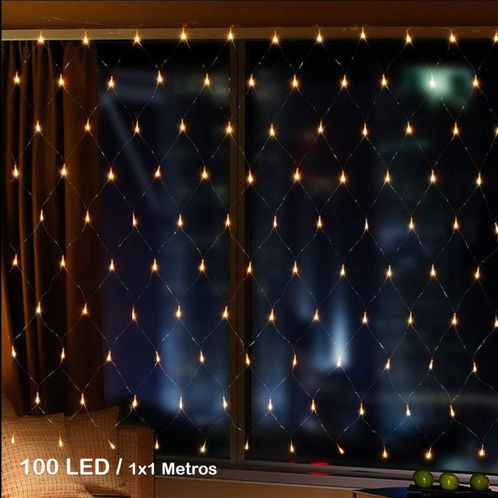 Luces Malla LED 100 Luces 1x1 Metros Luz Navidad RF 100TC